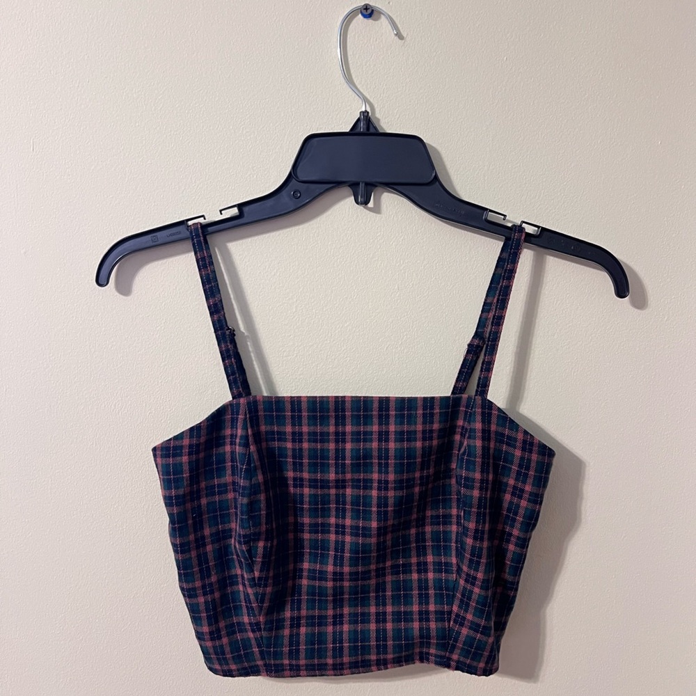 Aeropostale Navy and Red Plaid Tank Top